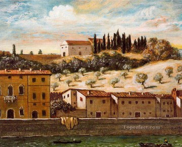 フィレンツェ アルノのほとり ジョルジョ・デ・キリコ 形而上学的シュルレアリスム Oil Paintings